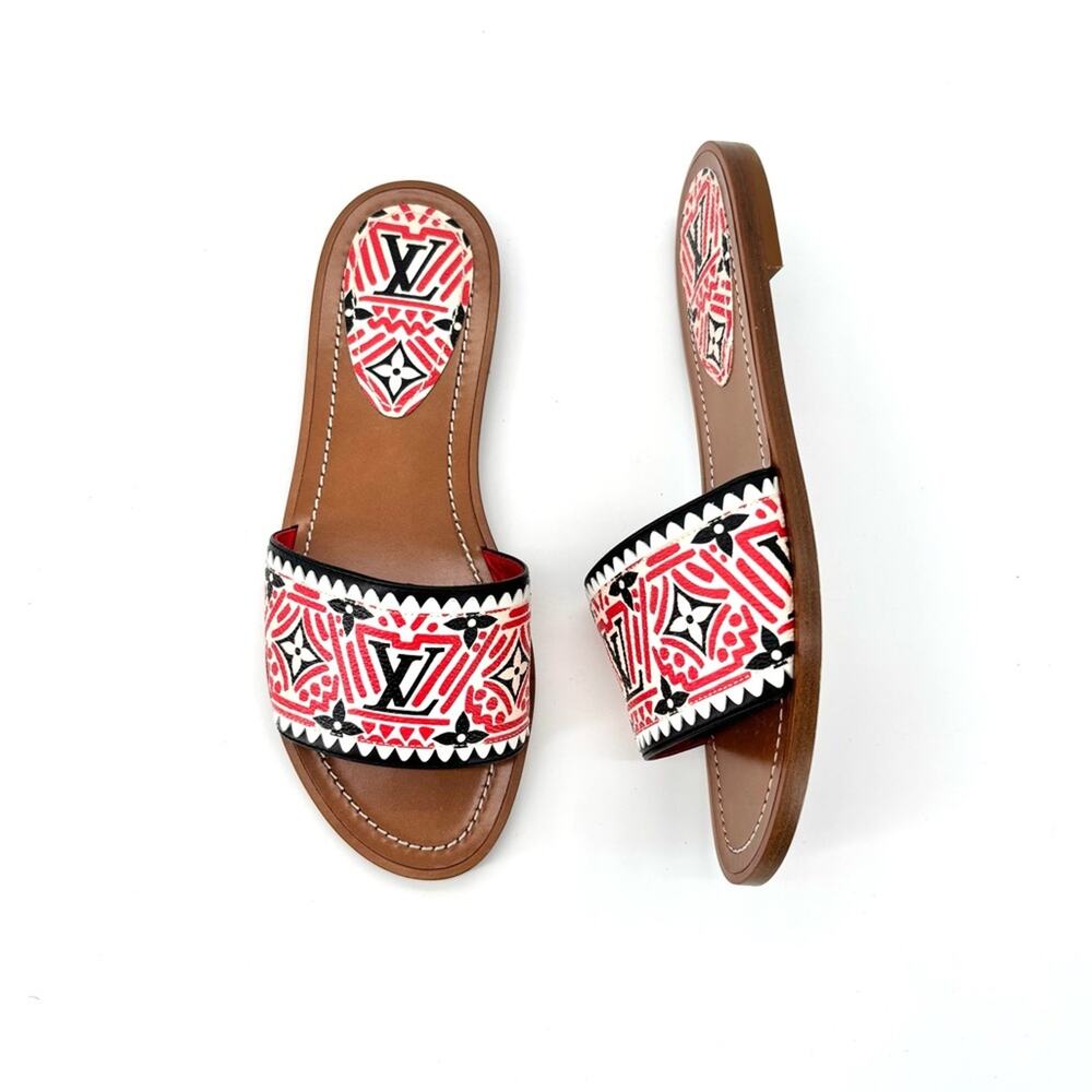 Louis Vuitton Crafty Lock It LV Monogram Slides Mules Flats Sandals 36 - Picture 3 of 9